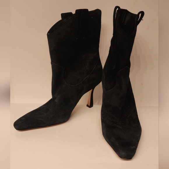 SAM EDELMAN Moe embroidered suede ankle boots in black black size 6 - Picture 4 of 15